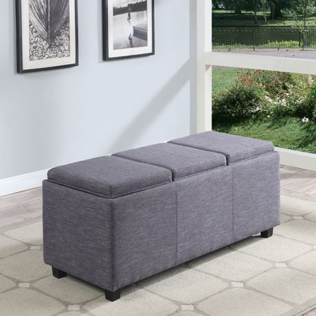 WyndenHall Franklin Extra Large Rectangular Storage Ottoman with 3 ...