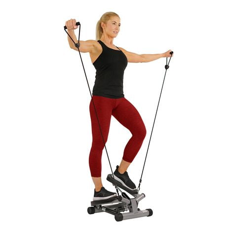 sunny health & fitness twisting stair stepper with bands