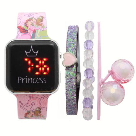 Princess pour filles Montre à affichage avec ensemble de bracelets