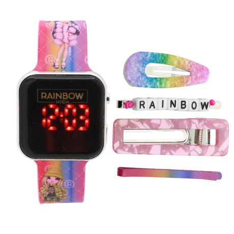 Montre LED Rainbow high avec accessoires pour cheveux