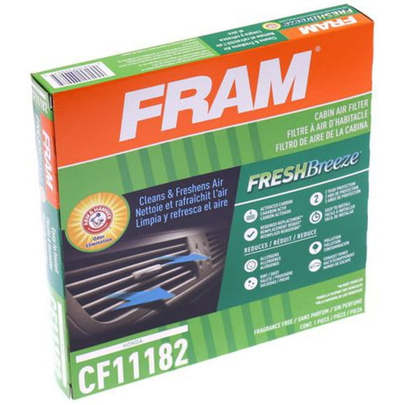 FRAM FB Cabin Air Filter CF11182 with Arm and Hammer Baking Soda, 98% Filtration Efficiency