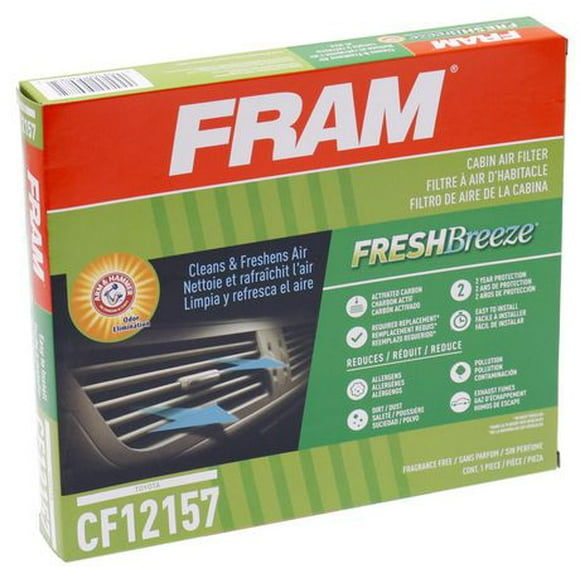 FRAM FB Cabin Air Filter CF12157 with Arm and Hammer Baking Soda, 98% Filtration Efficiency