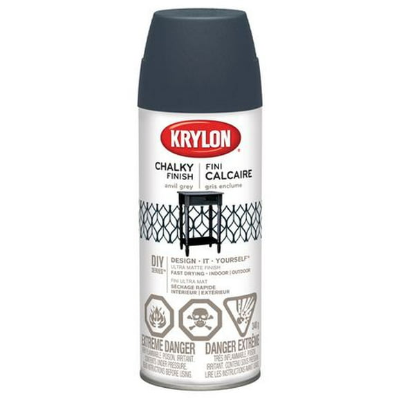 Krylon Chalky Finish Paint, Ultra Matte, Anvil Grey, 340 g, 340 g