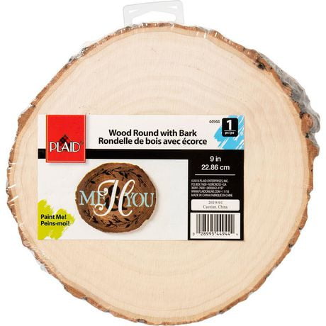 Plaid Wood Surfaces, Wood Round With Bark, Large blank wood round