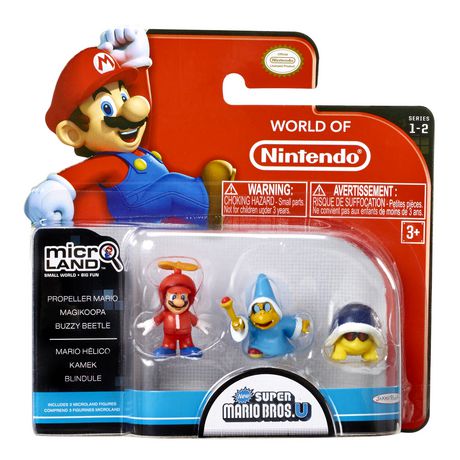 Nintendo Mario Bros. U Micro - Paquet de 3 figurines - Propeller Mario/Kamek/Buzzle  Beetle 