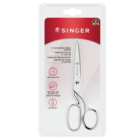 SINGER® 8 Inch/20.3 cm Bent Fabric Scissors, Ergonomic handle
