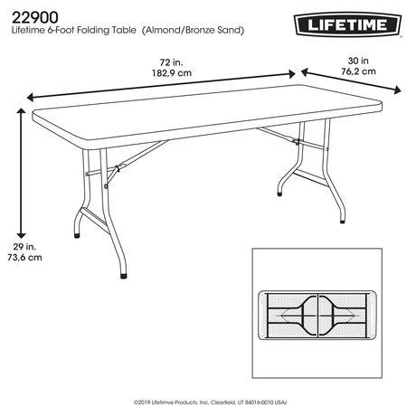Lifetime 6 Foot Folding Table, How Wide Is A 6 Foot Table