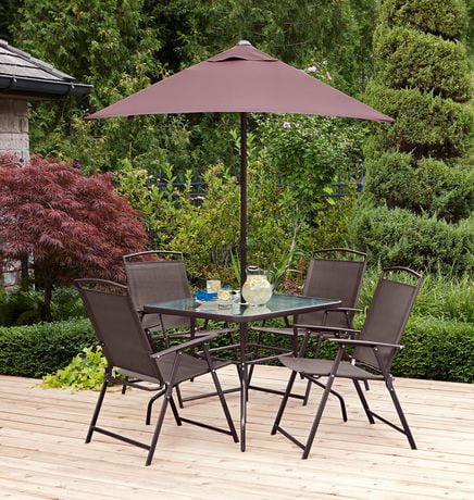 Mainstays Cranston 6-Piece Patio Set with Push Umbrella - Walmart.ca