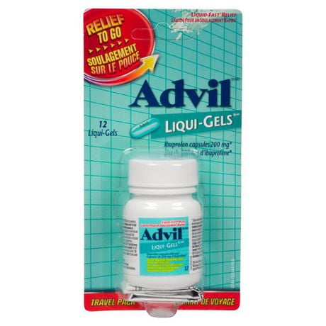 Advil Capsules Liquides d'Ibuprofène à Force Régulière pour les Maux de Tête et le Soulagement de la Douleur, 200 mg, 12 Unités 12 comptes