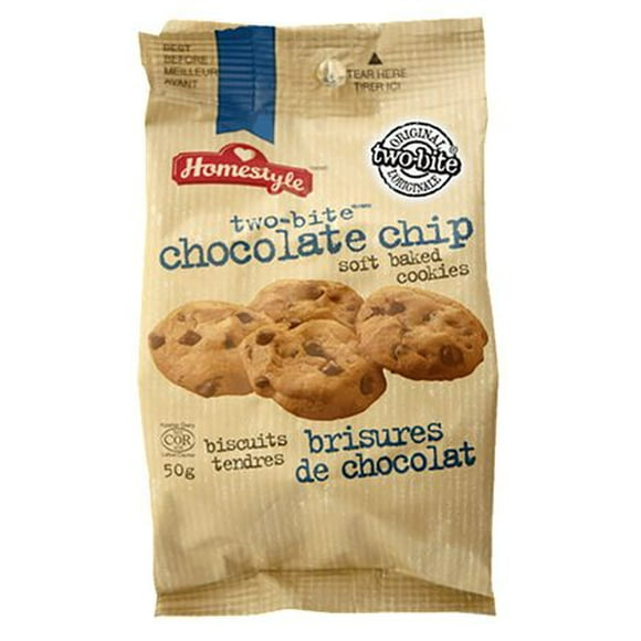 Format collation biscuits tendres aux brisures de chocolat two-bite® Quantité – 50 grammes