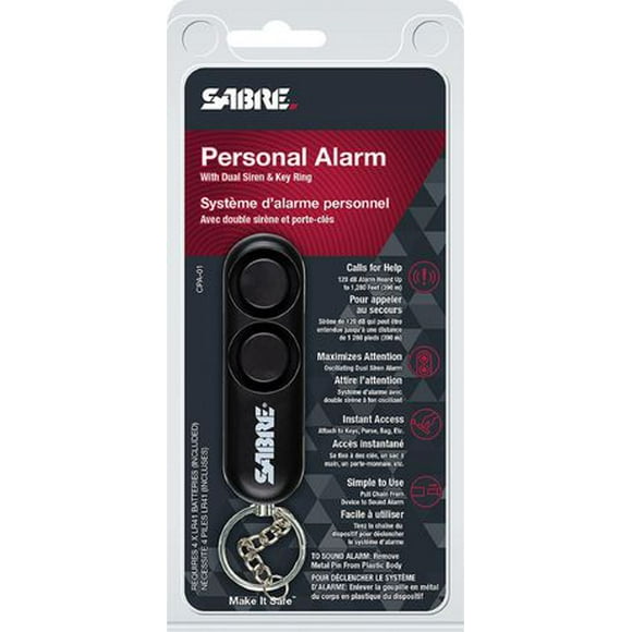 Sabre Black Personal Alarm with Key Ring
