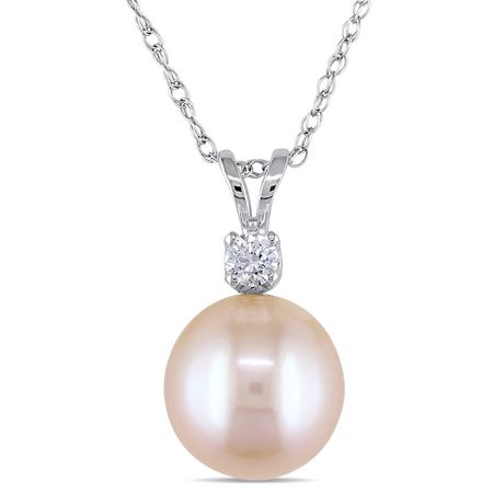 Tangelo 9-9.5mm Pink Cultured Freshwater Pearl and 1/8 Carat T.G.W ...