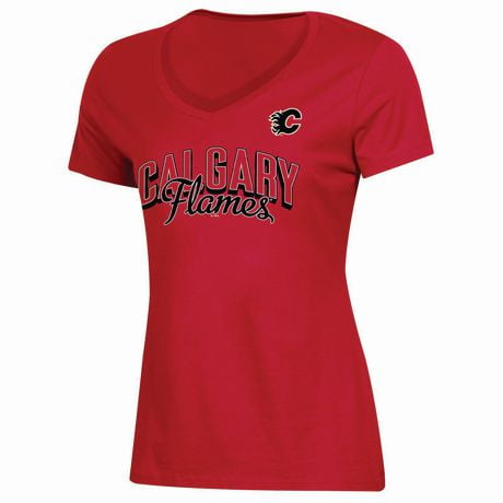 NHL Ladies Clagary Flames V Neck short Sleeve Classic Fit T-Shirt ...