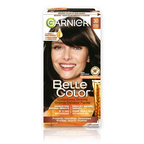Garnier Belle Color Permanent Hair Dye, 30 Dark Brown, 100% Grey ...