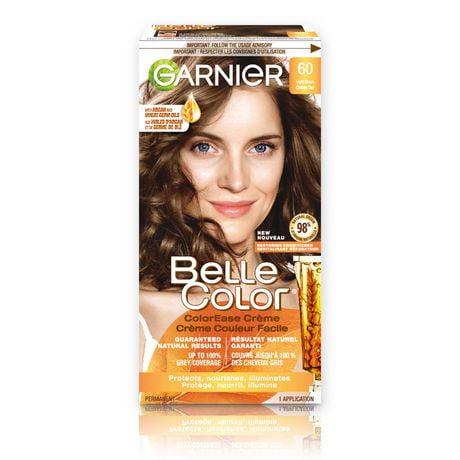 Garnier Belle Color Permanent Hair Dye, 60 Light Brown, 100% Grey ...