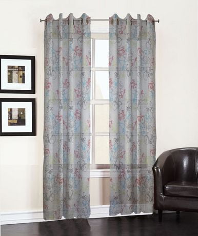 918 Printed Voile Rod Pocket Curtains 