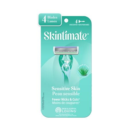 Skintimate Sensitive 4 Blade Disposable Razor for Women, 4 Disposable Razors