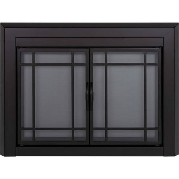Pleasant Hearth EA-5010 Easton Black Small Cabinet-Style Fireplace Doors with Smoke Tempered Glass