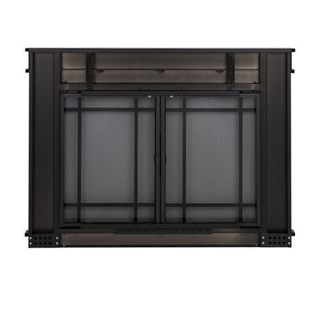 Pleasant Hearth FL-5800 Filmore Midnight Black Small Cabinet-Style Fireplace Doors with Smoke Tempered Glass