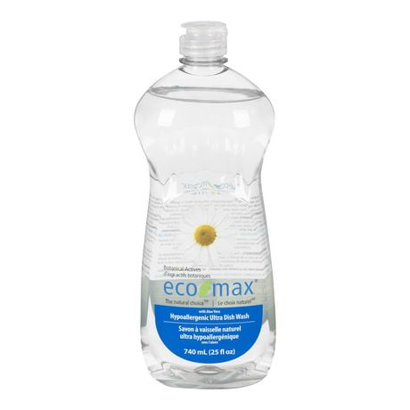Liquide vaisselle hypoallergénique ultra Eco-Max 740ml, non parfumé