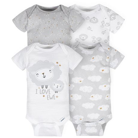 Gerber Babys' 4-pack Short Sleeve Onesies Bodysuits Grey Sheep - Walmart.ca