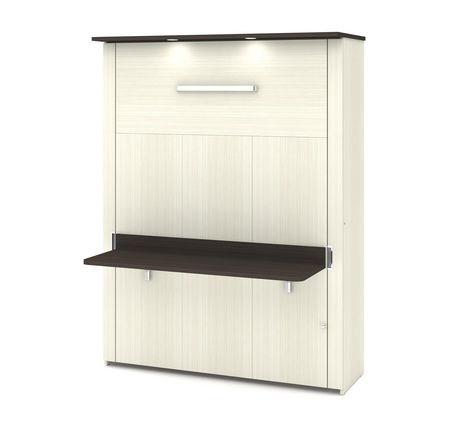 Bestar Lumina 66w Queen Murphy Bed With Desk In White Chocolate Canada - Lumina Queen Wall Bed With Desk