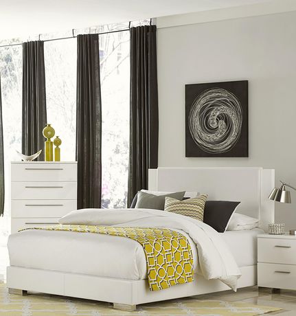 White High Gloss Queen Bed, White High Gloss Queen Bed