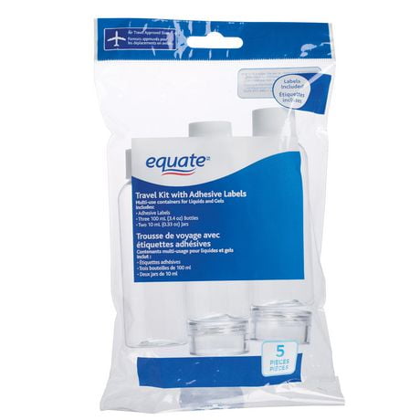 Equate Travel Kit with Adhesive labels, 5 Pieces