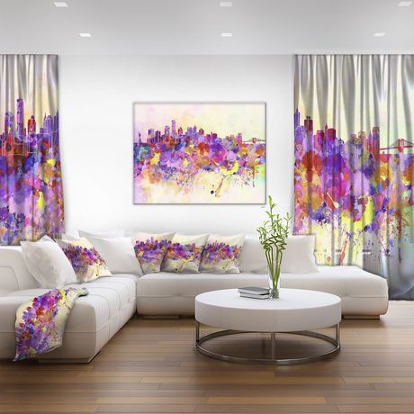 Design Art Purple New York Skyline Canvas Print | Walmart Canada