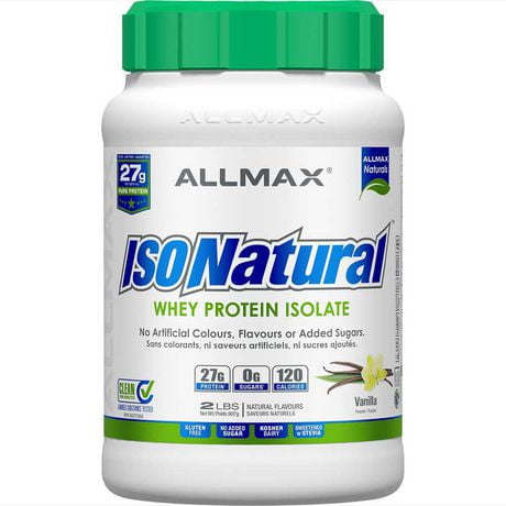 Supplément nutritionnel en poudre ISONATURAL d'ALLMAX Isolat protéinique de lactosérum à vanille 907 g de mélange de boissons TOUTES en protéines naturelles
