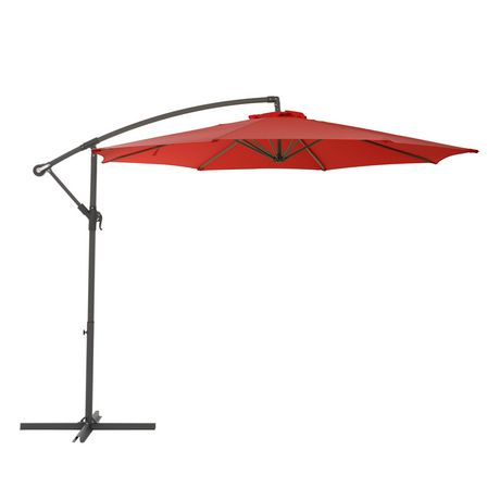 Corliving 9 5ft Uv Resistant Offset Patio Umbrella And Patio Base Weights Walmart Canada