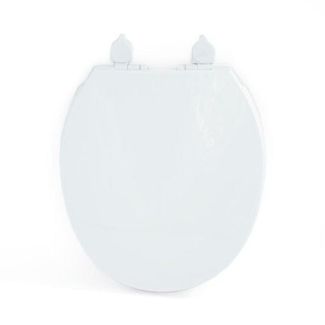 Mainstays 17 inch Plastic Toilet Seat, Easy off hinge, White color, Toilet Seat