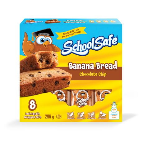 School Safe Banana Bread Chocolate Chip Muffin Bar, 8 Pack Individually Wrapped School Safe Banana Bread Chocolate Chip Muffin Bars
