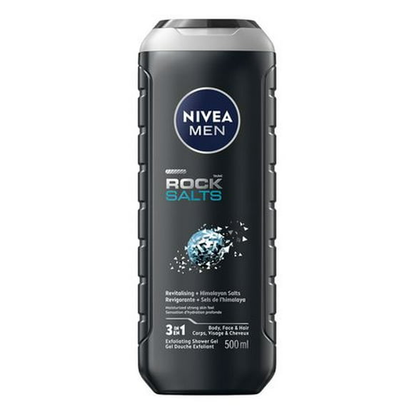 NIVEA MEN Rock Salts Exfoliating Body Wash | 3-in-1 Men Shower Gel (Body, Face & Hair), 500 mL