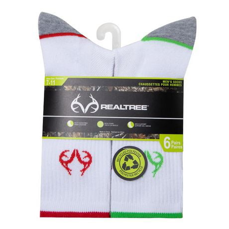 Real Tree Men's Crew Socks 6-Pack, Sizes 7-11