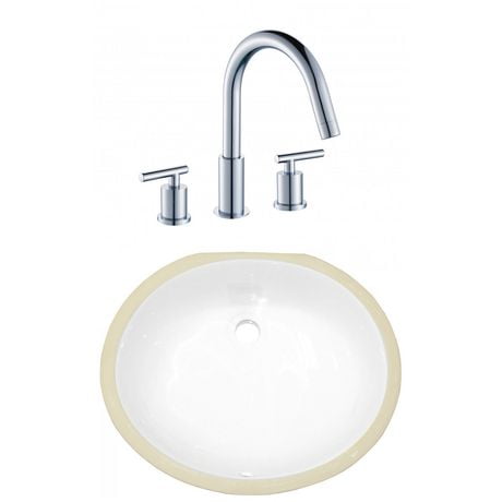 18 25 In W CSA Oval Bathroom Undermount Sink Set In White Chrome   6000198263267 