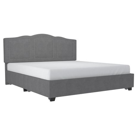 Modern Velvet 78" King Platform Bed with Storage Drawers in Blue