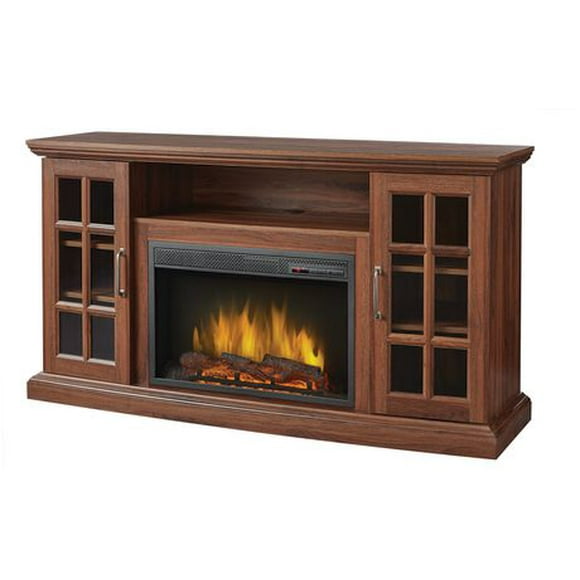 Muskoka Brookfield 59 inch Solid Wood Veneer Media Fireplace - Burnished Walnut