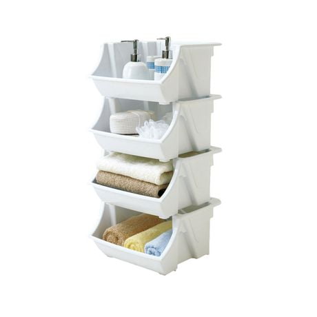 stacking bin mainstays bins walmart pk storage plastic canada organization pack totes organizing baskets toy stackable shelving zoom container