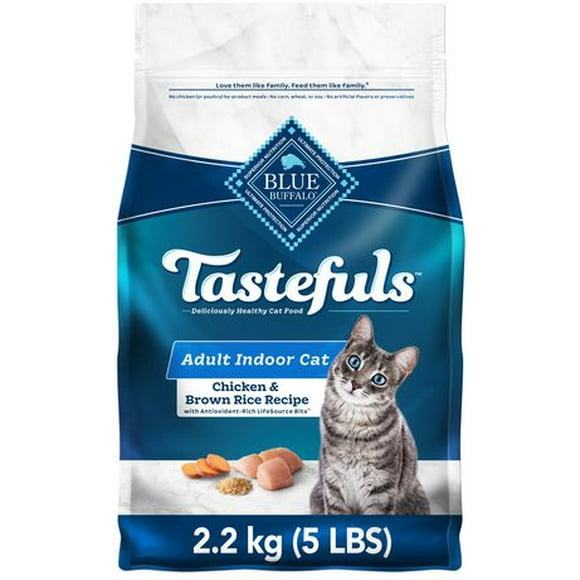 BLUE Tastefuls pour chats d’intérieur recette poulet et riz brun naturelle pour chats adultes 2,2kg