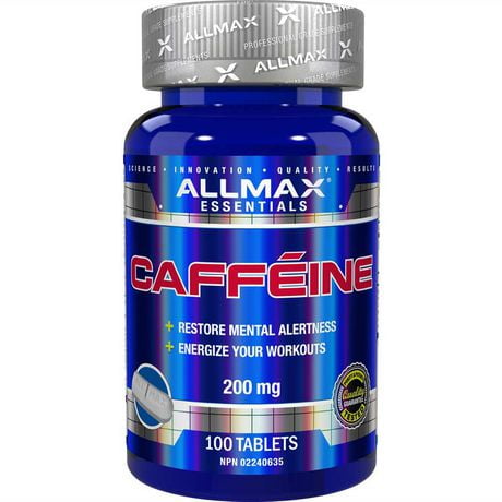 ALLMAX Caffeine 200mg Tabs 100'S, 100 Easy Swallow Caplets