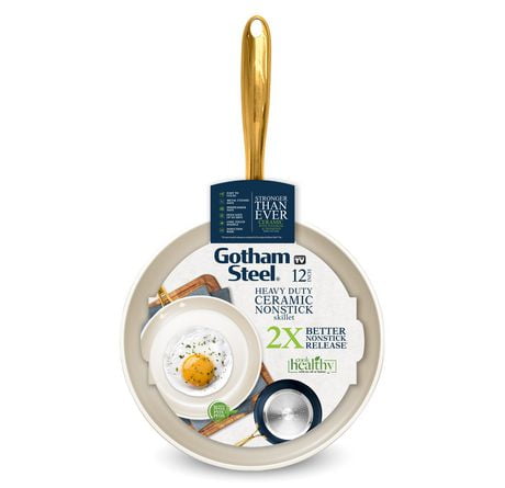 GothamSteelFryPanNonstickSkillet12"CreamNavyPan100%PFOAFreeCookware,FryPan