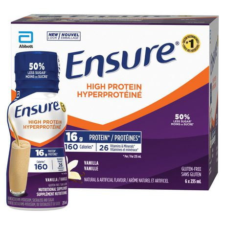 Ensure High Protein 16 g, Nutritional Supplement Protein Shakes, Ready To Drink, Vanilla, 6 x 235-mL Bottles, 6 x 235 mL