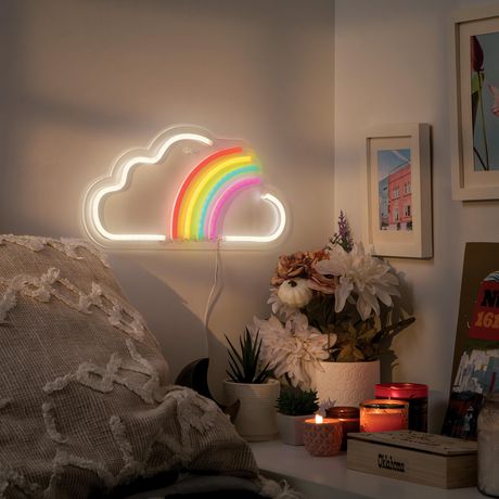 rainbow cloud neon light