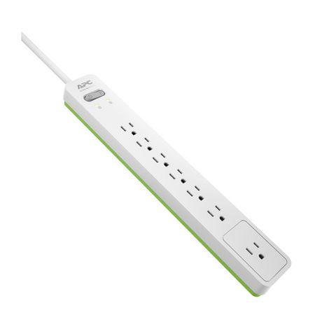 APC Surgearrest 7 Outlet 1440 Joules Surge Protector with 6' Cord - White