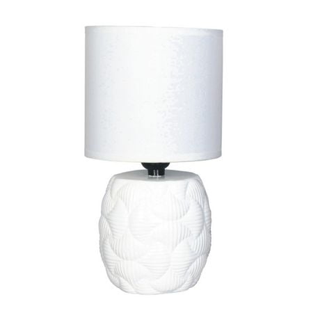 Céramique Lampe De Table Avec Abat-Jour (Eclipse) (Blanc) 