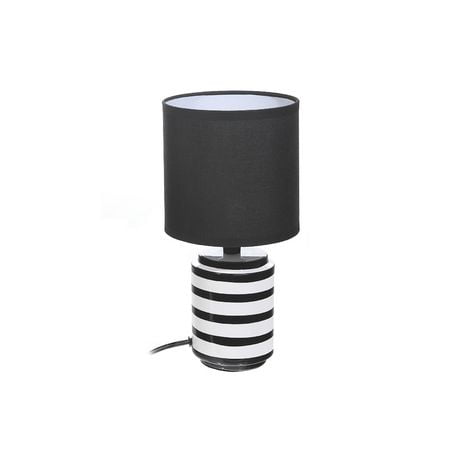 Ceramic Table Lamp With Shade (Striped) (Black)