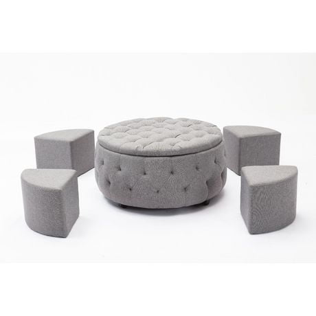 Sydney Ottoman With Flip Top Tray And 4 Stools Gray Walmart Ca   6000204267769 