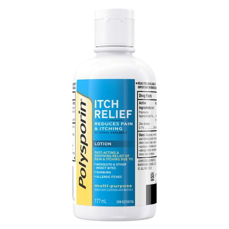 Polysporin Itch Relief Lotion, Fast Acting Itch & Pain Relief, 177 mL