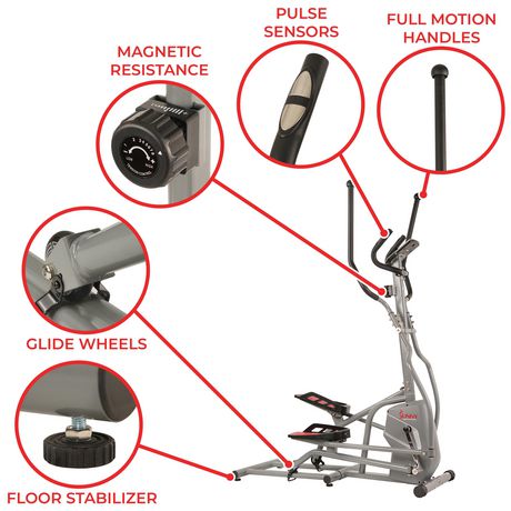 Sunny Health & Fitness Magnetic Elliptical Trainer Elliptical Machine w ...